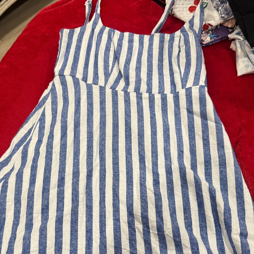 Old Navy Blue and White Striped Spaghetti Strap Top